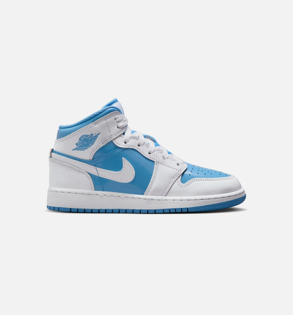 Air Jordan 1 Mid Legend Blue Grade School Lifestyle Shoes - White / Legend Blue