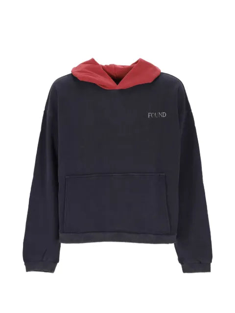 FOUND Distressed logo-print hoodie