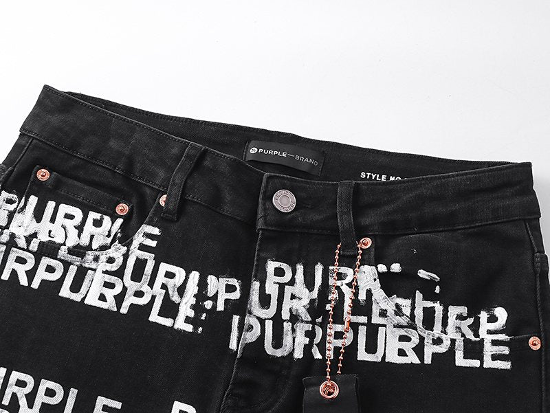 Purple Brand All-Over Wordmark Slim Tapered Jeans