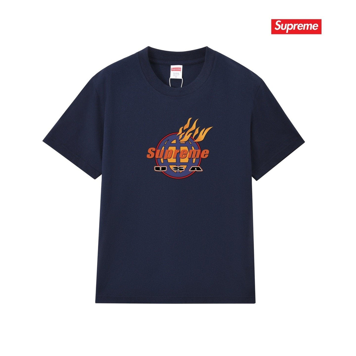 Supreme Flame Globe Graphic Short-Sleeve T-Shirt