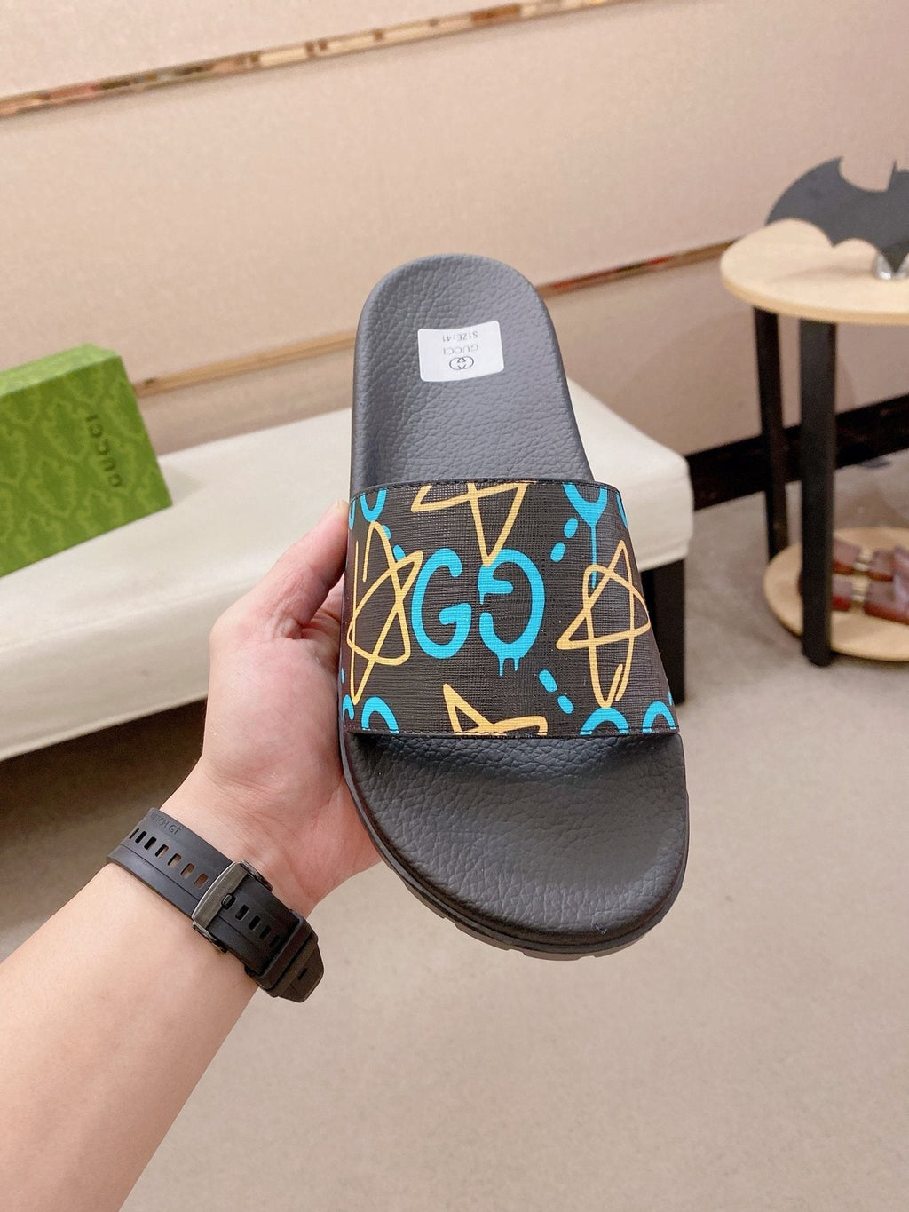 Gucci Graphic Strap Slide Sandals